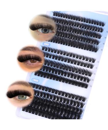 Zegaine Fluffy Lash Clusters Wispy Lash Extensions Thick Volume Eyelash Extension DIY Lash Extension Cat Eye Lash Clusters Natural Individual Cluster Lashes 270Pcs 60D+80D+100D 10-18MM C- 60D+80D+100D