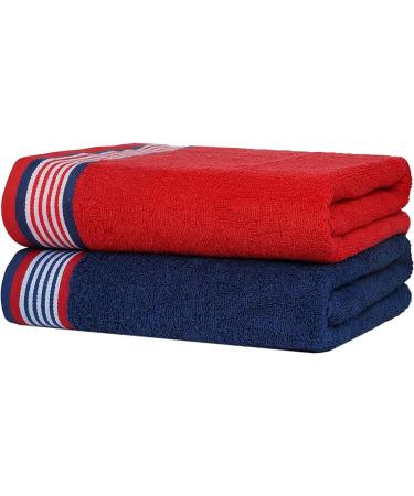 CASA COPENHAGEN 550 GSM 6Pcs Towel Set - Super Soft Egyptian Cotton Towels for Bath, Kitchen & Shower - American Blue & Red - Buy Online on SooperMarket.com