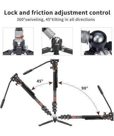 Cayer CF34 Carbon Fiber 71 Video Monopod Kit with Fluid Head and Folding Base - DSLR & Camcorder Telescopic Monopod Set - Buy Online on SooperMarket.com
