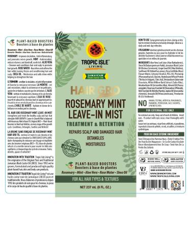 Tropic Isle Living Rosemary Mint Leave-In Conditioner 8oz - Natural Detangler Moisturizer & Scalp Repair for All Hair Types - Cruelty-Free Hair Care - Buy Online on SooperMarket.com