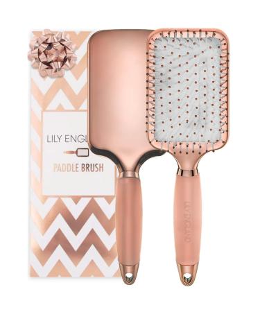 Paddle Hair Brush for Detangling Blowdrying and Straightening - Large Hair Brush for Women and Kids with All Hair Types - Lily England Gel Handle Hairbrush: The Ideal Paddle Brush For You (Rose Gold)