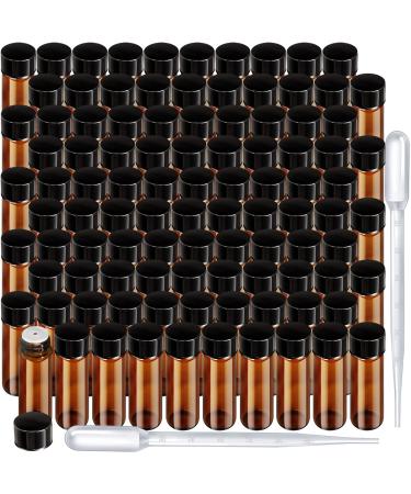 Fandamei 100 x 5 ml of brown empty glass bottles bottles for essential oils mini glass bottle with droppers orifice reducers perfect for essential oil spa massage aromatherapy