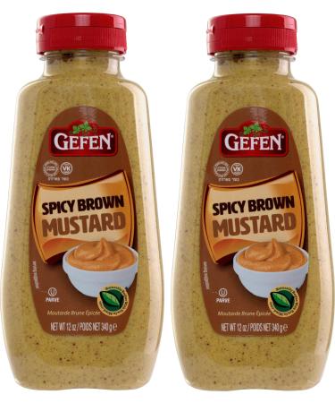 Gefen Spicy Brown Mustard 340g (Pack of 2) | Great Mustard Sauce for BBQs Hot Dogs Burgers Cooking Dips Sandwich Spread & Parties