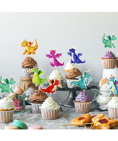 24-Piece Dragon Theme Cupcake Toppers | Mythical Cake Decorations for Weddings & Birthday Parties | Realistic Torte Picks & Event Party Accessories - Buy Online on SooperMarket.com