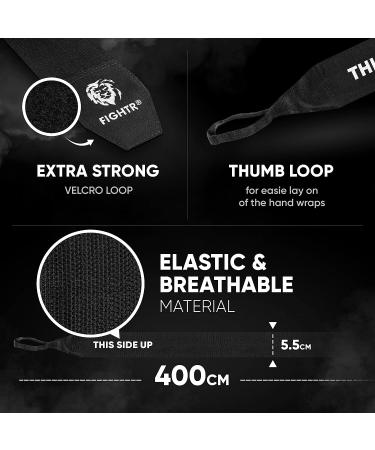 FIGHTR Premium 160 Semi Elastic Hand Wraps with Thumb Loop for Boxing, MMA, Muay Thai - Black (4m) Men & Women - Buy Online on SooperMarket.com