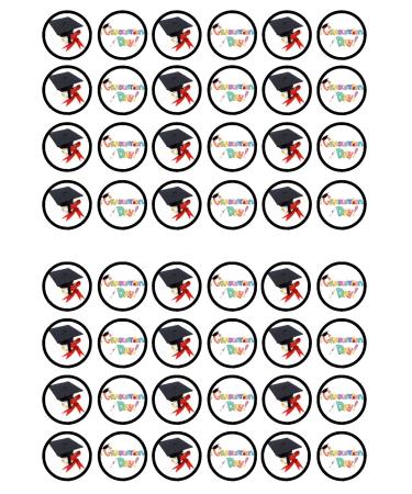 48 Graduation Edible PREMIUM THICKNESS SWEETENED VANILLA Wafer Rice Paper Mini Cupcake Toppers Cake Pops Cookies