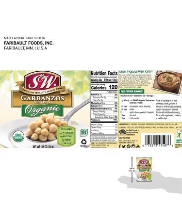 S&W Organic Garbanzo Beans - Chickpeas - 15.5 oz Can (Pack of 8) - Buy Now! - Buy Online on SooperMarket.com