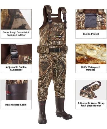 TIDEWE Hunting Waders with Boot Hanger & 600G Insulation | Waterproof Neoprene Chest Waders | Realtree Max 5 | Size 10 - Buy Online on SooperMarket.com