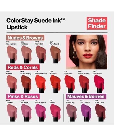 REVLON ColorStay Suede Ink Lipstick - Waterproof Matte Lip Color with Primer and Vitamin E - Smudgeproof Formula - 009 In Charge (Pack of 1) - Buy Online on SooperMarket.com