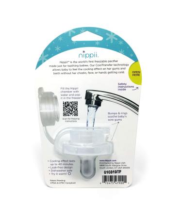 Nippii Baby Freezable Teether Pacifier Fill with Water. Freezable Pacifier Provides Cold Soothing Gum Teething Relief for Teething Babies