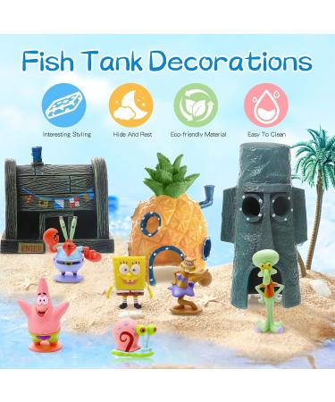 Atuvuta 9 PCs Spongebob Aquarium Deco | Underwater Aquarium Decoration | Aqua Ornaments & Landscape for Fischteich - Buy Online on SooperMarket.com