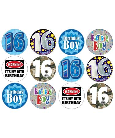24 Boy Birthday 16 Edible Wafer Cup Cake Toppers