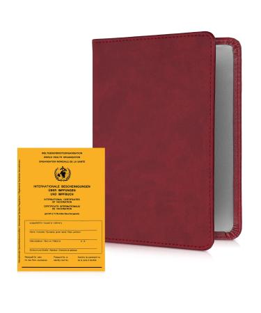 kwmobile vaccination certificate cover made of artificial leather - vaccination card protective cover for vaccination book vaccination certificate - children adults dark red