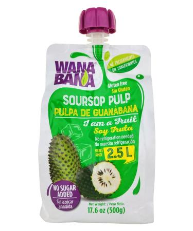 WanaBana Soursop Fruit Pulp 500g for Juice Smoothies Desserts Ice Cream Cocktails Sauces Soursop / Graviola / Guanabana