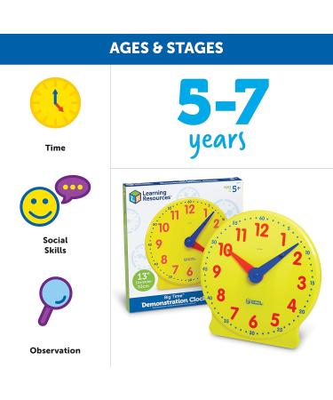 Buy Learning Resources Big Time Learning 12-Hour Learning Clock - Educational Toys for Kids - International Shipping Available - Buy Online on SooperMarket.com