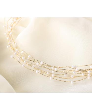 BABEYOND Bridal Pearl Vintage Wedding Headband with Lace Ribbon - White Beads - Buy Online on SooperMarket.com