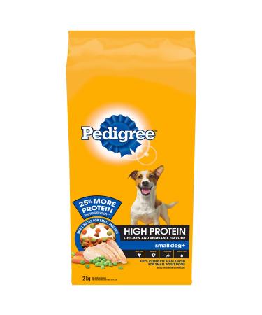 PEDIGREE High Protein Small Dog+ Dry Food - Chicken and Vegetable Flavour 2kg Bag Dry Dog Food Protein - Chicken & Vegetable 2 kg (Pack of 1)