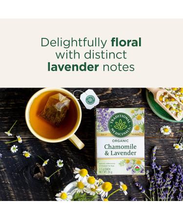Traditional Medicinals - Organic Chamomile with Lavender Herbal Tea (Pack of 6) - Soothing blend containing Lemon Balm - 96 Tea Bags Total Tea Chamomile with Lavender 16 Count (Pack of 6) - Buy Online on SooperMarket.com