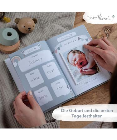 Mintkind Baby Album 'Your First Year of Life' A5 Mint - Customizable Photo Book & Sticker Set | Perfect Baby Gift for Boys & Girls | Ideal Memory Keepsake from 0 Months - Buy Online on SooperMarket.com