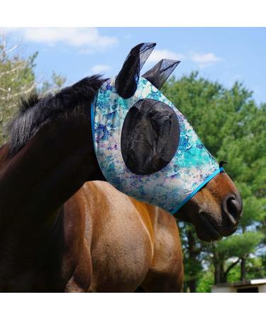 Harrison Howard Super Comfort Stretchy Fly Mask - Large Eye Space UV Protection Breathable - Medium Green Water Color (M) - Buy Online on SooperMarket.com