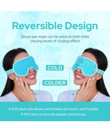 ZENYA Cooling Eye Mask - Reusable Hot Cold Therapy Gel for Puffy Eyes, Hayfever Relief, Migraine, Sinus Pain - Blue - Buy Online on SooperMarket.com