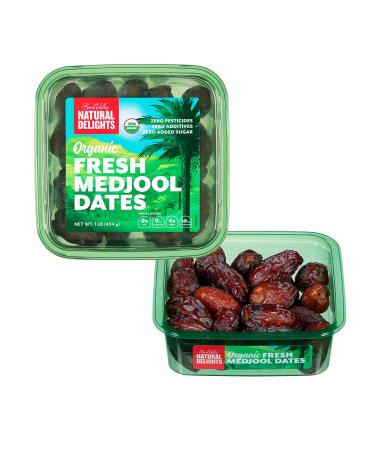 Natural Delights Organic Medjool Dates – Large & Plump USDA Certified Organic Dates Medjool, Non-GMO Verified, Good Source of Fiber, Naturally Sweet Fruit Snack, Perfect for On-the-Go - Whole Medjool Dates Organic, 1 lb oz…
