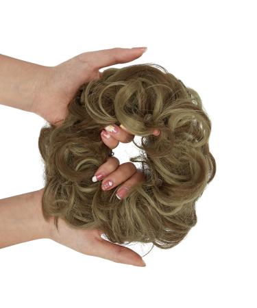 Messy Bun Hair Piece for Women Thick Updo Scrunchies Hair Extension Ponytail Hair Accessories Light Brown Mix Ash Blonde 1 PCS 17# Light Brown Mix Ash Blonde