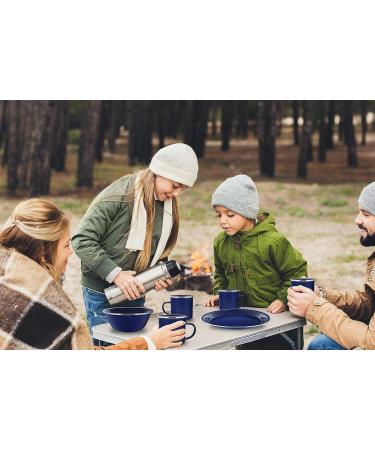 4 Pack Enamel Camping Bowls - Blue Finish for Camping, Hiking & Picnics - Buy Online on SooperMarket.com