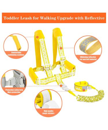 Toddler Safety Harness with Lock and Anti Lost Wrist Link, Reflective Tape Liner - Yellow Leash (6.5ft) - Buy Online on SooperMarket.com