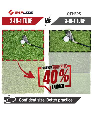 SAPLIZE Foldable Golf Hitting Mat - Portable Indoor/Outdoor Grass Practice Mat | Anti-Deformation Dual-Turf Design - Buy Online on SooperMarket.com