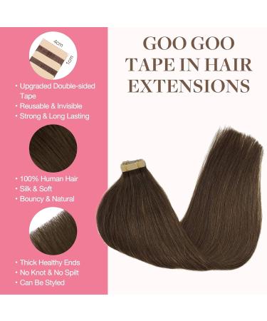 GOO GOO TAPE Extensions - 20pcs Chocolate Brown Real Hair | 40cm 50g Tape-in Hair Extensions #4A - Buy Online on SooperMarket.com