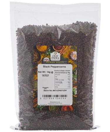 Old India Black Peppercorns 1kg 1 kg (Pack of 1)