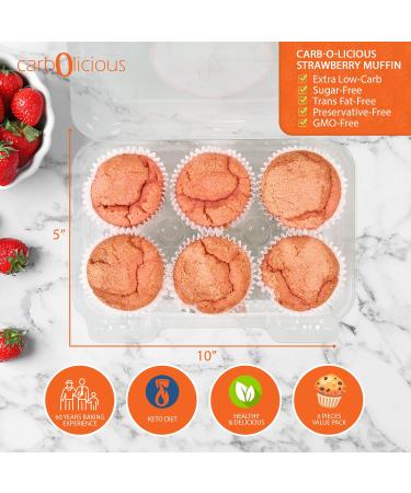 Carb-o-licious Low Carb Strawberry Muffins | 6-Pack | Keto Friendly | 2g Net Carbs | Sugar Free Almond Flour Snack | Delicious Low-Carb Diet Treat - Buy Online on SooperMarket.com