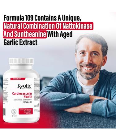 Kyolic - Cardiovascular Health Formula 109 120 Capsules - Reduce Elevated Blood Lipid Levels in Adults - Source of Antioxidant - Combination of Nattokinase and Suntheanine with Aged Garlic Extract 120 count (Pack of 1) - Buy Online on SooperMarket.com