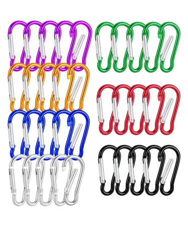 35 pieces of carabiner hooks 46 x 3.5mm carabiner keychain aluminum carabiner mini carabiner with snap hooks for camping travel backpack dog leash (7 colors)