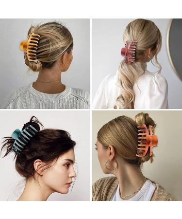 12 PCS Big Hair Claw Clips - Trendy Colors Matte Finish Non-slip Strong Hold Hair Clips for Women and Girls - Ideal for Thin or Thick Hair - Fashion Hair Accessories 4.3 inch - Buy Online on SooperMarket.com
