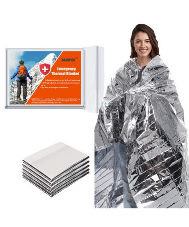RAINPOH Emergency Mylar Thermal Blanket 82 * 64 in(10 Pack), Gigantic Space Blanket, Survival Blankets Heavy Duty Camping Gear, First Aid, Silver