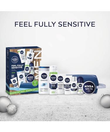NIVEA MEN Feel Fully Sensitive Skincare Gift Set (8 Products) Includes Shower Gel Anti-Perspirant Face Wash Shaving Foam Post Shave Balm Moisturisers and Wash Bag - Buy Online on SooperMarket.com
