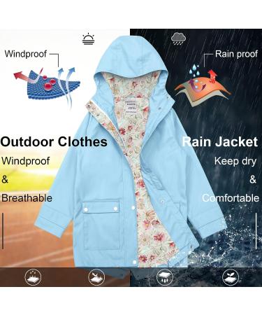 SOLOCOTE Kids Rain Jacket | Hooded & Lined Rubber RainCoat | Waterproof & Windproof | Size 11-12Y | A-Light Blue - Buy Online on SooperMarket.com