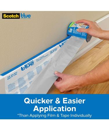 ScotchBlue Pre-Taped Painter's Plastic with Dispenser  Prepares and Protects in One Easy Step  Multi-Surface Painter's Tape and Plastic for Indoor Use  24 Inches x 30 Yards  1 Roll With Dispenser 24 Width - Buy Online on SooperMarket.com