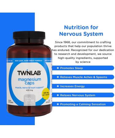 Buy Twinlab Magnesium High Absorption 420mg - 200 Capsules for Optimal Health - Buy Online on SooperMarket.com