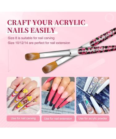 Saviland Acrylic Nail Brush Set - 4PCS Pink Leopard Print Brushes for Nail Extensions & Carving - Sizes 8/10/12/14 - Buy Online on SooperMarket.com