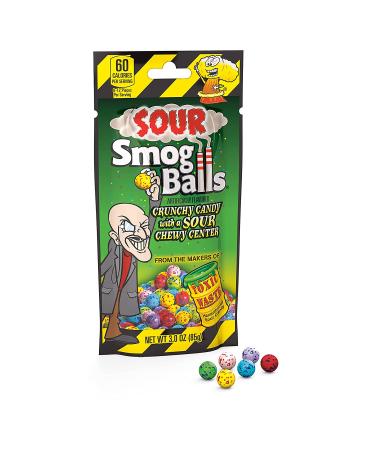 Toxic Waste Sour Smog Balls | 3-Pack Bags - 6 Flavors | Hard Candy with Chewy Sour Center - Buy Online on SooperMarket.com