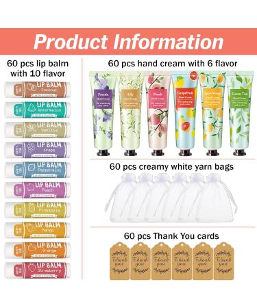 AZEN 60 Sets Hand Cream Bulk and Lip Balm Bulk Set Bridal Shower Gifts for Guests with Organza Bag Thank You Card Thank You Gifts for Coworkers Women Men Bridal Wedding Favors for Guests - Buy Online on SooperMarket.com