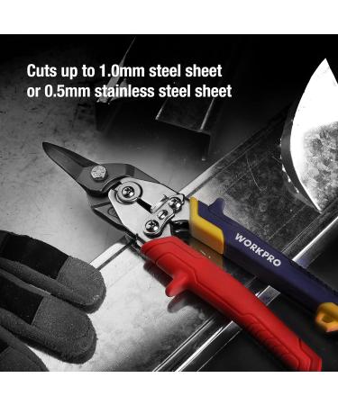 WORKPRO 10" Tin Snips Straight Cr-V Steel Aviation Snips Compound Snips for Cutting Aluminum & Metal Sheets or as Household Scissors - Buy Online on SooperMarket.com