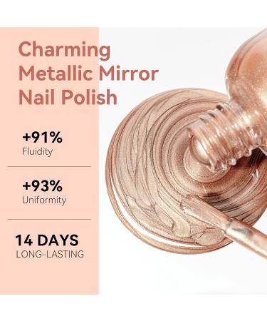 MIZHSE Chrome Nail Polish - Long-Lasting Rose Gold Mirror Effect Quick-Dry Reflective Nail Color for Stunning Nail Art - 0.53oz Premium Quality - Buy Online on SooperMarket.com