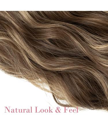 REECHO Blonde Hair Extensions 4PCS Clip in Hair 20 Thick Long Beach Wave Synthetic Hairpieces 6H12-Chocolate Brown with Blonde Highlights, 24 Inch, Pack of 4, 280g - Buy Online on SooperMarket.com