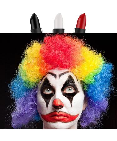 3Pcs Clown Makeup Sticks - Black, White & Red for Halloween & Sports | Sweatproof & Long Lasting - Buy Online on SooperMarket.com