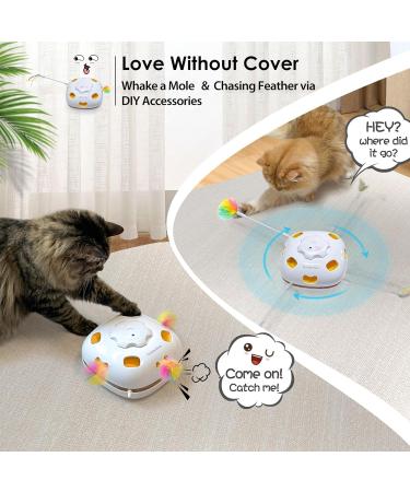 GoldenSun Cat Toy Chargeable 4-in-1 Interactive Kitten Toys for Indoor Cats Self Play Hide and Seek Cat Wand Toy Whack a Mole Exercise Cat Toys with 3Pcs DIY Replacement Feathers White Gold Passion Bohemian - Buy Online on SooperMarket.com