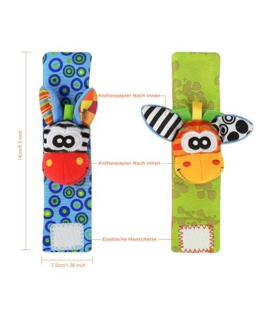 4PC Baby Rattling Toys Set - Plush Wrist & Socks Rattles for Newborn Development | Ideal Gift for 0-12 Months Boys & Girls - Buy Online on SooperMarket.com